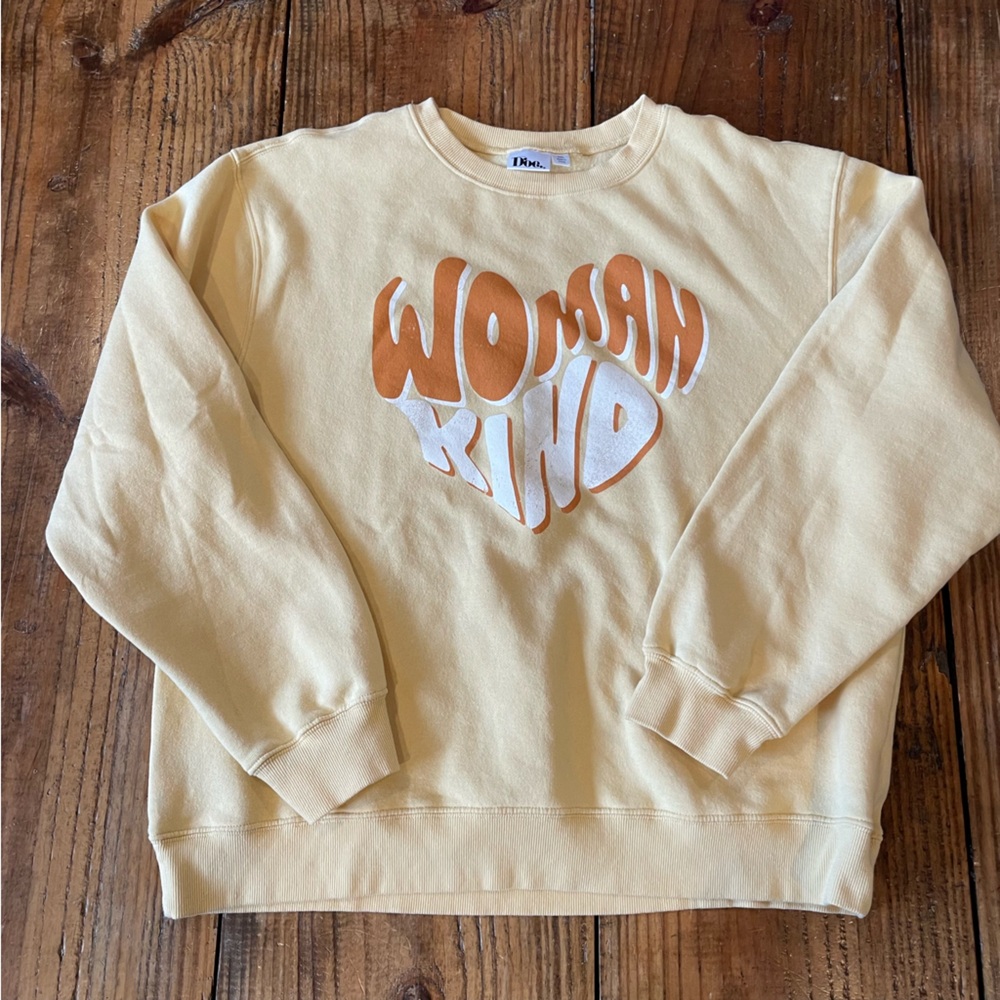 Doe Women's Woman Kind Graphic Sweatshirt - Light Yellow XXL